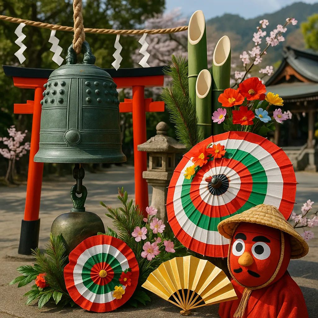 今山八幡宮 初天神から6月10日 鐘まつり、8月15日 伊形花笠